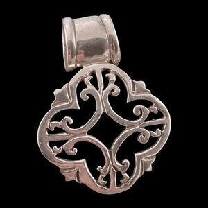 Sterling Filigree Scroll Open Work Quadrefoil Pendant